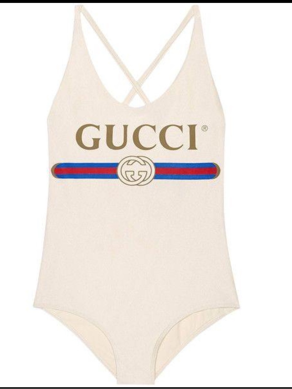 Gucci Ivory Web Stripe GG Logo One-Piece Swimsuit XS BNWT